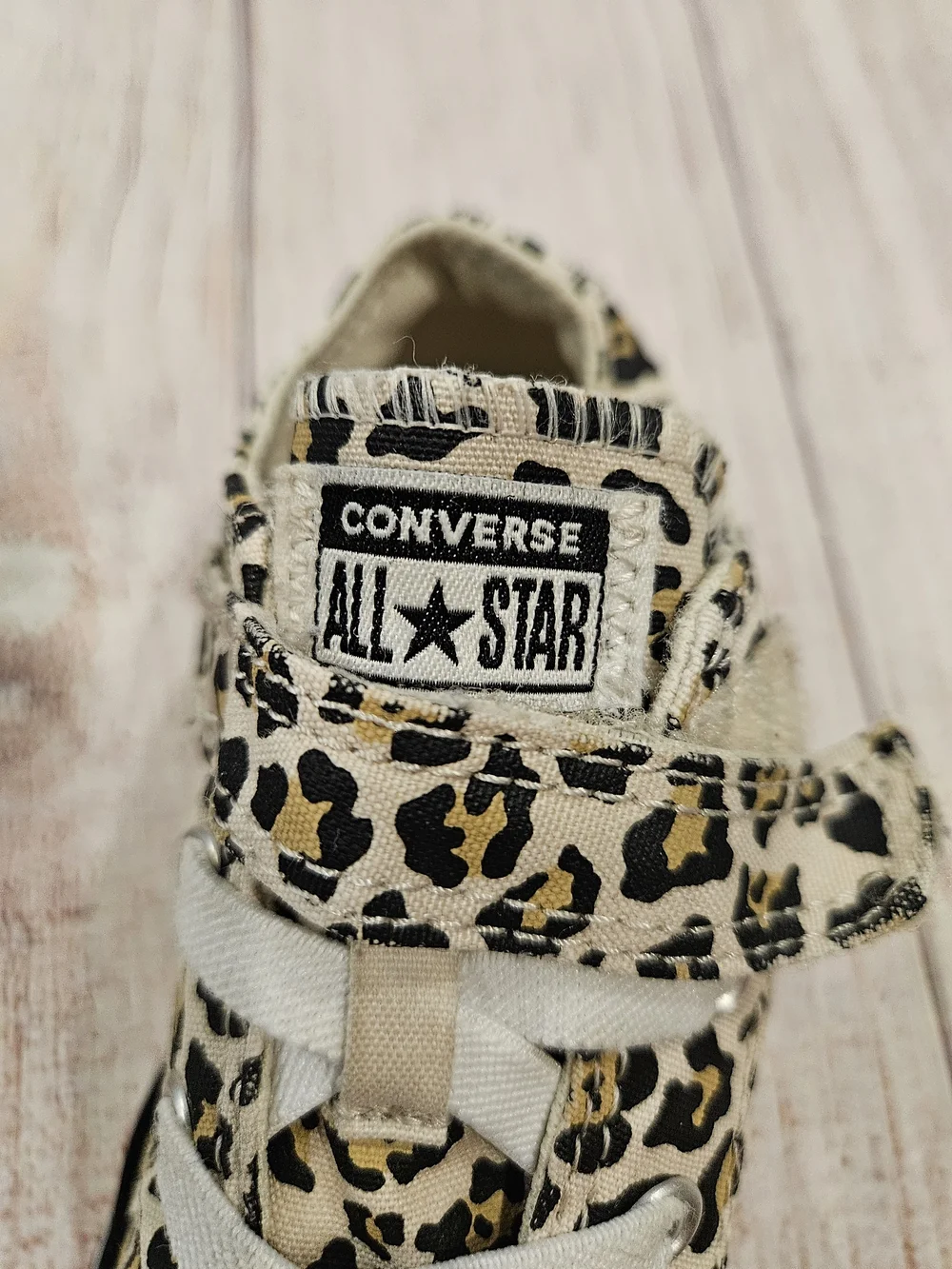 Converse Kids Leopard Print Sneakers - White/Tan/Black